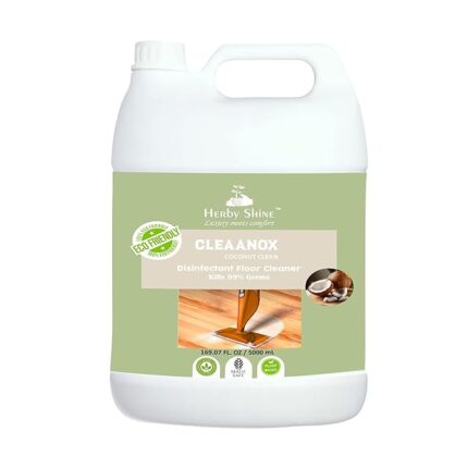 HerbyShine Surface Cleaners CLEAANOX floor cleaners liquids, Bathroom Surface Cleaning Liquid, Non-Toxic, Skin Friendly Tiles cleaner 5L (Coconut Flavour)
