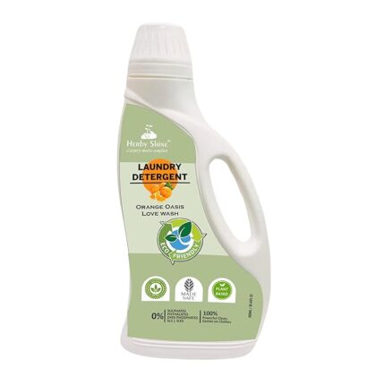 HerbyShine Laundry Detergent 1 Litre, Orange Fragrance, Powerful Stain Remover & Odor Eliminator, Deep Clean & Fresh Scent Ideal for all types of clothing, from everyday wear to delicate fabrics