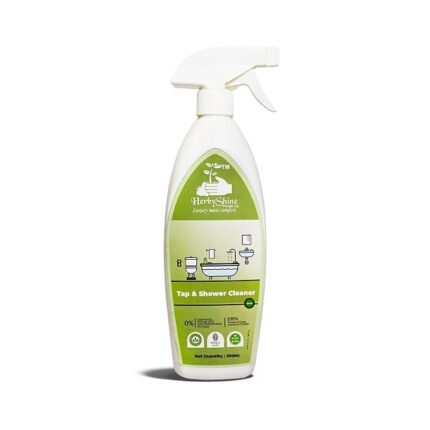 HerbyShine Tap cleaner for bathroom | Hard water stain remover and Shower head cleaner | Stain remover liquid spray