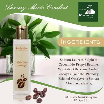HerbyShine Body wash Mocha Coffee Shower gel Keeps Skin Fresh and Clean | Brightens Skin and Reducing Dark Spots | 100% Botanical Extracts | Suitable for All Skin Types