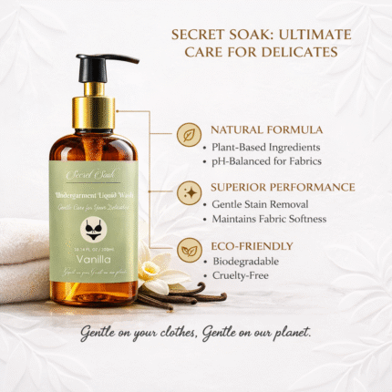 HerbyShine Secret soak Undergarment/Lingerie Liquid wash for Men/Women,Mild Detergent wash | Stain Removal & Odor Control | Bio Wash for Intimate Wear/Panty 300ml Vanilla